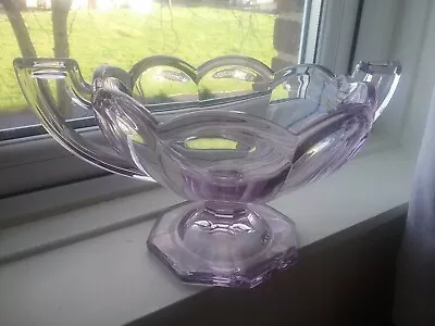 Buy Art Deco George Davidson Glass 'Chippendale' Footed Stemmed Bowl With Handles • 30£