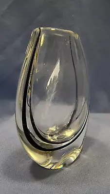 Buy Kosta Glass Vase Boda Art Clear Black Signed Vintage Vicke Lindstrand • 47.35£