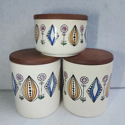 Buy 3x Rare Retro Mid-Century 1960s Scandi Egersund Norway Kongo Teak Lid Ceramic... • 55£