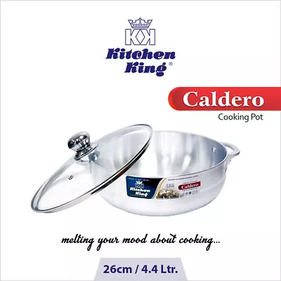 Buy Kitchen King Cookware Caldero Pot 26cm With Glass Lid | Satin Finish  (KK322726) • 18.99£