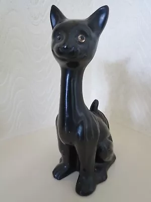 Buy Antique Lucky Black Cat Victorian Bretby Pottery Figure Ornament Glass Eye • 15£
