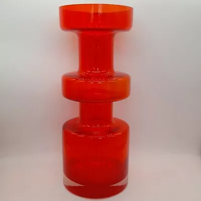 Buy Riihimaki Large Red Glass Vase Made In Finland Vintage  C- 1970 • 95£