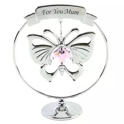 Buy For You Mum Pink Butterfly, Swarvoski Crystal Elements, Keepsake Gift Ornament • 14.95£