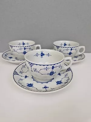Buy FURNIVALS DENMARK - BLUE Tea Cups & Saucers X 3 • 19.41£