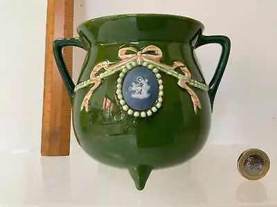 Buy Rare Vintage Eichwald Austria Large Cauldron Vase Jasper Plaque Ribbon And Bows • 59.99£