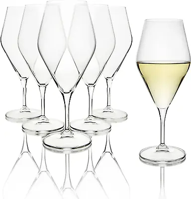 Buy White Wine Glasses Set Of 6, 16 Oz, Modern Elegant, True Czech Lead-Free Durable • 36.04£