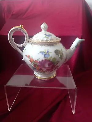 Buy Antique Dresden Flowers Porcelain China Gilded Teapot Hand Painted Germany  • 45£