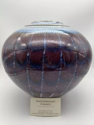 Buy David Fernandez Vintage Studio Pottery Flambe Drip Glaze Round Vase 10.5  Signed • 119.89£