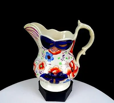 Buy Gaudy Welsh Staffordshire Blue And Red Flowers Antique 6 3/4  Pitcher 1850s • 69.63£