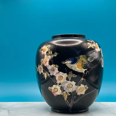Buy Bretby Pottery Vase Cloisonne Bird & Blossom 2213 • 52.25£