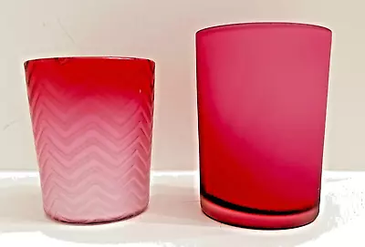 Buy Victorian Glass Tumblers Satin Pink With Original Rims 2 • 23.53£