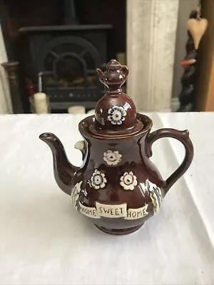 Buy Vintage Studio Pottery Treacle Glazed Barge-ware Teapot- Home Sweet Home • 15£