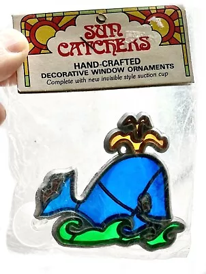 Buy Vintage Stained Glass Suncatcher Whale, Unopened Vintage Stock. Window Ornament • 7.99£