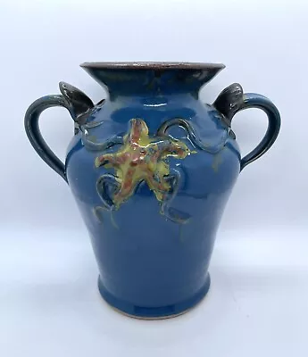 Buy Studio Art Pottery Blue Nautical Theme Starfish/Seashells Vase Signed Alaska • 57.78£