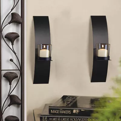 Buy 2X Wall Candle Holders Metal Candlestick Stand With Glass Cup Sconce Home Decor • 8.95£