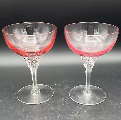 Buy Tiffin Franciscan Wistaria Pink Champagne Tall Sherbet Glasses 5.5  Set Of 2 • 34.70£