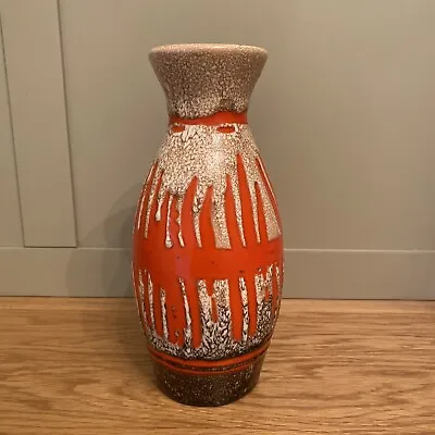Buy Vintage Hungarian 1960s Tofej Ceramic Orange Fat Lava Vase Retro 10” Tall MCM • 25£
