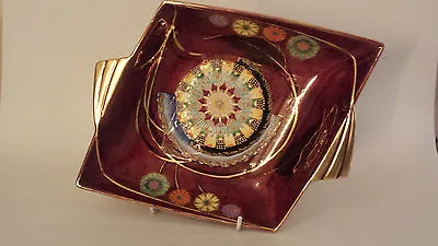 Buy Art Deco Carlton Ware Lustre Flower & Falling Leaf Finned Diamond Shaped Dish • 449£