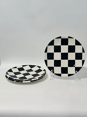 Buy Royal Stafford 3 Salad Plates  Black/white Chequers  Earthenware England 8.75”rd • 17.29£