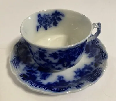 Buy Antique Flow Blue LANCASTER Cup & Saucer New Wharf Pottery ~Several Available • 23.02£