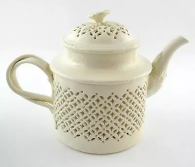 Buy Hartley Greens Creamware Pierced Teapot With Lid Reticulated Design • 156.81£