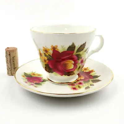 Buy Crown Trent Red Roses Tea Cup & Saucer Fine Bone China Staffordshire England • 28.72£