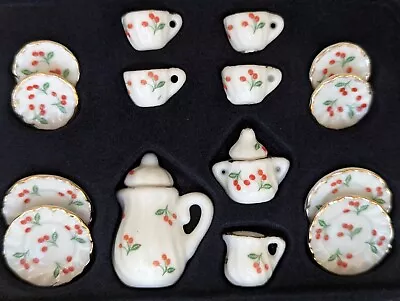 Buy CHERRIES China Tea Set Porcelain 1:12th Scale Dolls House Miniature UH • 6.50£