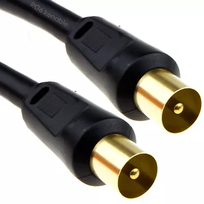 Buy RG6 Coaxial TV Aerial Cable RF Fly Lead Digital Male To Male .5m/1m/2m/3m/5m/10m • 6.05£