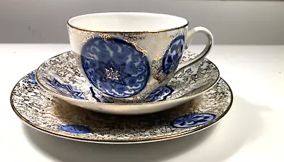 Buy James Kent Longton Fenton Osaka Vintage White Blue Gold Tea Cup, Saucer  & Plate • 35£