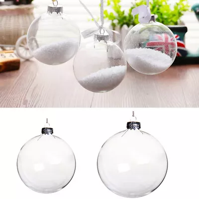 Buy Christmas Empty Glass Balls Fillable Baubles Xmas Tree Weeding Hanging Ornaments • 7.95£