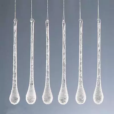 Buy Christmas Tree Decoration 6 Pack Frosted Glass Droplet Icicles • 6.99£