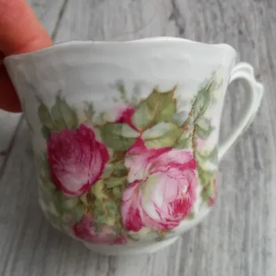 Buy 3 X Vintage White Rose Pattern Porcelain Bone China Tea Coffee Cups • 12.99£
