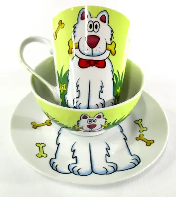 Buy Earth Island Childrens Dog Themed Dinner Set Sandwich Plate, Bowl And Coffee Cup • 16.98£