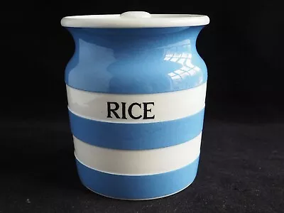Buy T.G. Green Cornish Ware Blue /White Rice Storage Jar Black Shield Back Stamp Exc • 14.99£