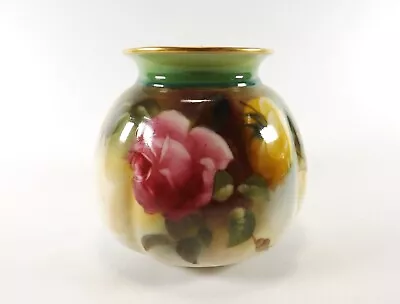 Buy Antique Royal Worcester Vase Shape No 158 With Hand Painted Roses Ref 124/1 • 25.95£