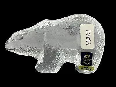 Buy Lisa Larson Larsson Royal Krona Sweden Clear Swedish Glass Flat Polar Bear 1970s • 42.68£