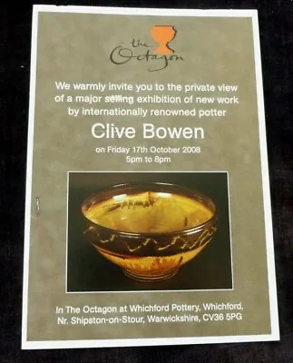 Buy CLIVE BOWEN New Work  2008 STUDIO POTTERY EXHIBITION CARD • 4.99£