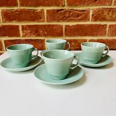 Buy Vintage Wood's Ware Beryl Green Tea Cups And Saucers X 4. Utility.  200ml • 20£