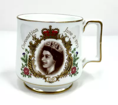 Buy Vintage HM Sutherland Bone China Queen Elizabeth Coronation Tea Cup 1953 W/ Gold • 14.13£