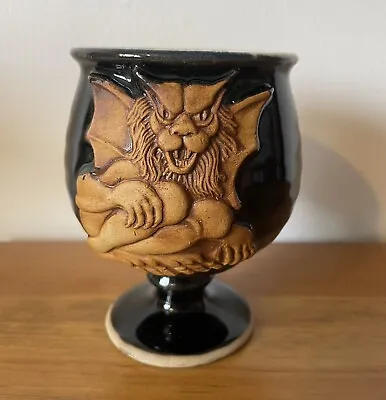 Buy Studio Pottery ‘Griffin’ Black Glazed Goblet • 9.99£
