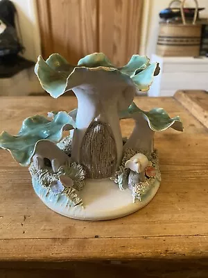 Buy Studio Pottery Toadstool Mushroom Fairy House Ceramic Candle Holder Whimsical • 19.99£