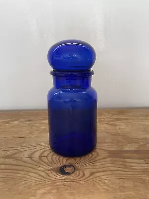 Buy Vintage Apothecary Dark Cobalt Blue Belgium Glass Jar Bottle • 35£