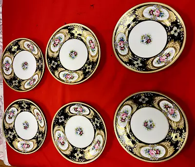 Buy Set Of-6- Antique Gold Decorated Noritake Hand-Painted Cake Bread Plates 6.5 In • 62.57£