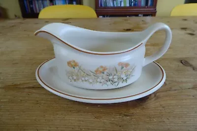 Buy Vintage M & S Pottery Field Flowers 1418 Sauce Boat And Stand Marks & Spencer • 5£