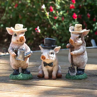 Buy Small Cute Pig Resin Garden Ornament Animal Decoration Statue Figure Home Decor • 17£