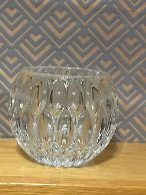 Buy Glass Candle Holder Round Etched Pattern Heavy Weight Round  • 2.99£