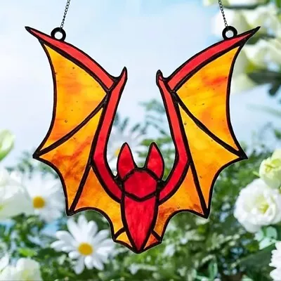 Buy Bat Suncatcher, Stained Glass, Hanging Ornament, Halloween • 22.99£