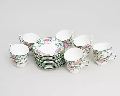 Buy Set Of 11 Royal Doulton 'Floradora Green' Fine China Tea Cups & Saucers #1127 • 66.27£