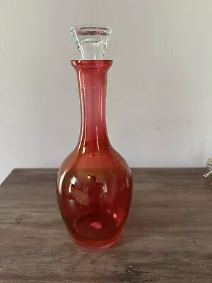 Buy Vintage Handmade Cranberry Decanter With 6 Stemware West Virginia Glass 11”T • 18.97£