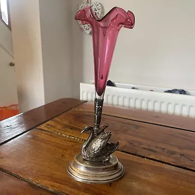 Buy Victorian Silver Plate And Cranberry Glass Epergne • 160£